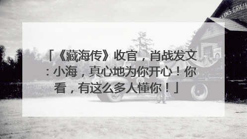 《藏海传》收官，肖战发文：小海，真心地为你开心！你看，有这么多人懂你！