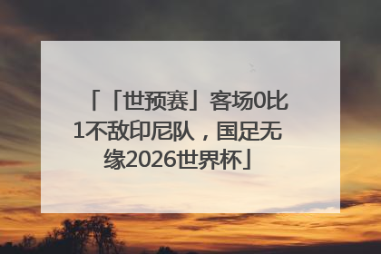 「世预赛」客场0比1不敌印尼队，国足无缘2026世界杯