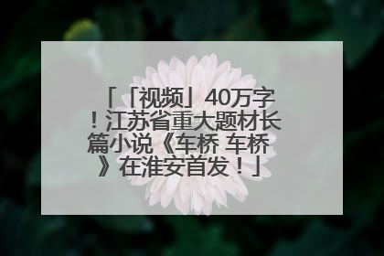 「视频」40万字！江苏省重大题材长篇小说《车桥 车桥》在淮安首发！