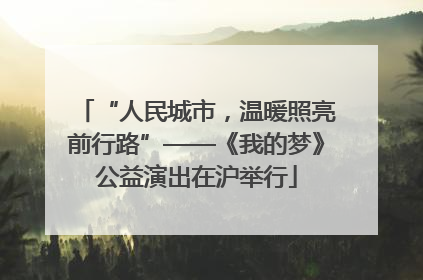“人民城市，温暖照亮前行路”——《我的梦》公益演出在沪举行