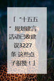 “十五五”规划建言活动已收建议3227条 这些点子很赞！