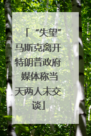 “失望”马斯克离开特朗普政府 媒体称当天两人未交谈