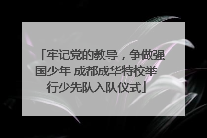 牢记党的教导，争做强国少年 成都成华特校举行少先队入队仪式