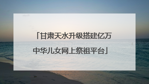 甘肃天水升级搭建亿万中华儿女网上祭祖平台