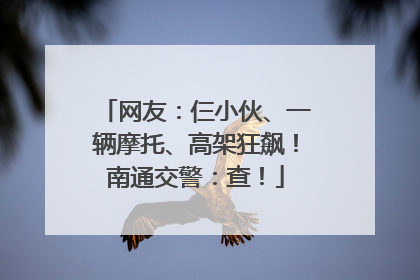 网友：仨小伙、一辆摩托、高架狂飙！南通交警：查！