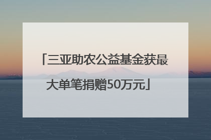 三亚助农公益基金获最大单笔捐赠50万元