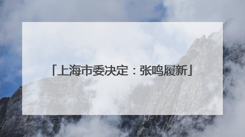 上海市委决定：张鸣履新