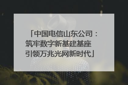 中国电信山东公司：筑牢数字新基建基座 引领万兆光网新时代
