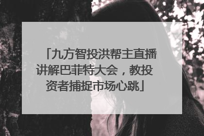 九方智投洪帮主直播讲解巴菲特大会，教投资者捕捉市场心跳