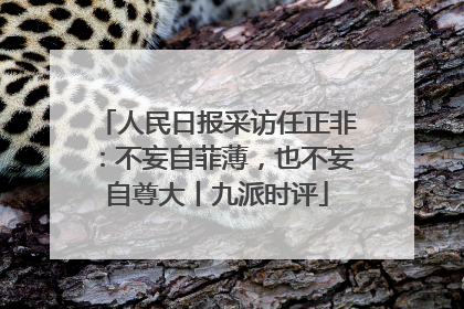 人民日报采访任正非：不妄自菲薄，也不妄自尊大丨九派时评