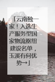 云南独一家！入选生产服务型国家物流枢纽建设名单，玉溪有何优势→
