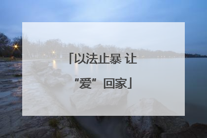 以法止暴 让“爱”回家