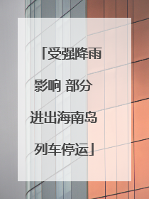 受强降雨影响 部分进出海南岛列车停运