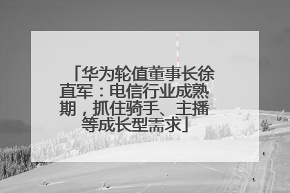 华为轮值董事长徐直军：电信行业成熟期，抓住骑手、主播等成长型需求