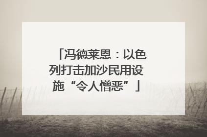 冯德莱恩：以色列打击加沙民用设施“令人憎恶”