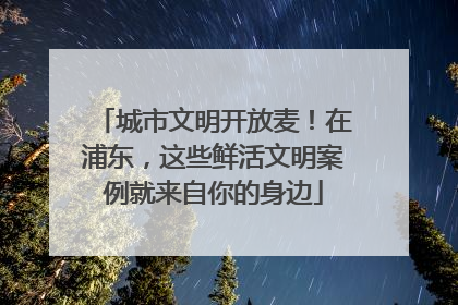 城市文明开放麦！在浦东，这些鲜活文明案例就来自你的身边