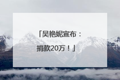 吴艳妮宣布：捐款20万！