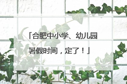 合肥中小学、幼儿园暑假时间，定了！