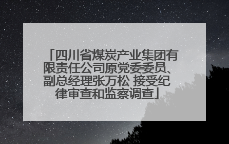 四川省煤炭产业集团有限责任公司原党委委员、副总经理张万松 接受纪律审查和监察调查