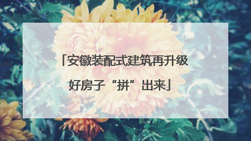 安徽装配式建筑再升级 好房子“拼”出来