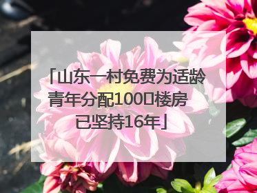 山东一村免费为适龄青年分配100㎡楼房 已坚持16年