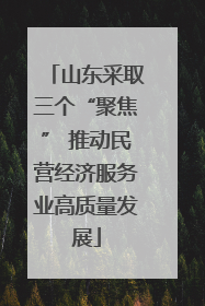 山东采取三个“聚焦” 推动民营经济服务业高质量发展
