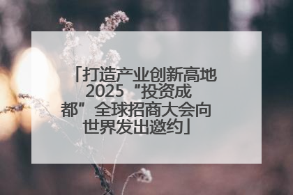 打造产业创新高地 2025“投资成都”全球招商大会向世界发出邀约