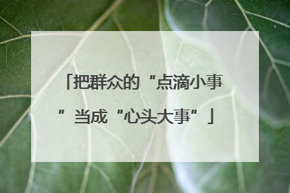 把群众的“点滴小事”当成“心头大事”