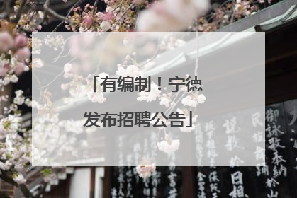 有编制！宁德发布招聘公告