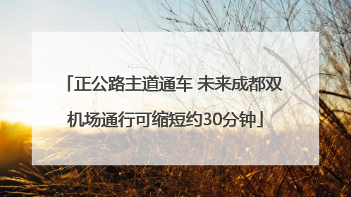 正公路主道通车 未来成都双机场通行可缩短约30分钟