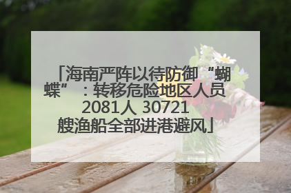海南严阵以待防御“蝴蝶”：转移危险地区人员2081人 30721艘渔船全部进港避风