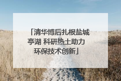 清华博后扎根盐城亭湖 科研热土助力环保技术创新