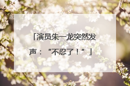 演员朱一龙突然发声：“不忍了！”