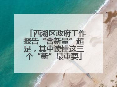 西湖区政府工作报告“含新量”超足，其中读懂这三个“新”最重要