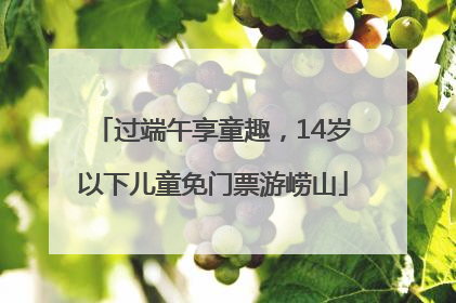 过端午享童趣，14岁以下儿童免门票游崂山