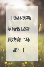 锡林郭勒草原牧民盛夏决赛“马超”