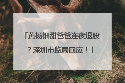 黄杨钿甜爸爸连夜退股？深圳市监局回应！