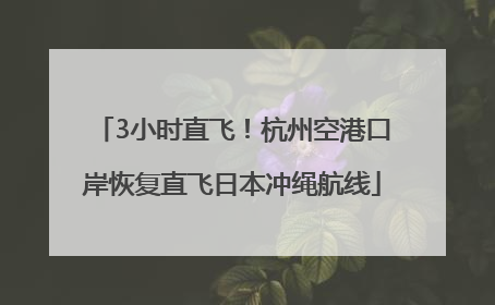 3小时直飞！杭州空港口岸恢复直飞日本冲绳航线