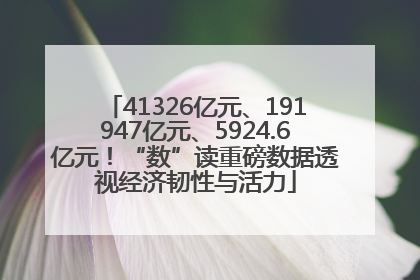41326亿元、191947亿元、5924.6亿元！“数”读重磅数据透视经济韧性与活力