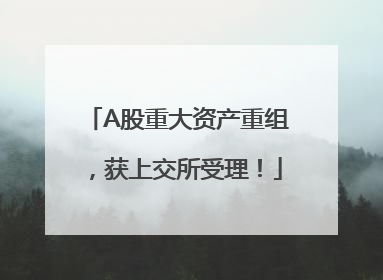 A股重大资产重组，获上交所受理！